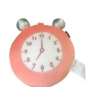 Clock Decorative Pillow 12" X 12" Alarm Clock Plush Stuffed Toy NEW NWT Pink